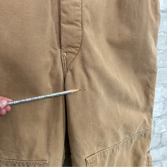 Vintage Carhartt Men's 48 Duck Canvas Bib Suspender Overalls Tan Carpenter Pants - Picture 11 of 14